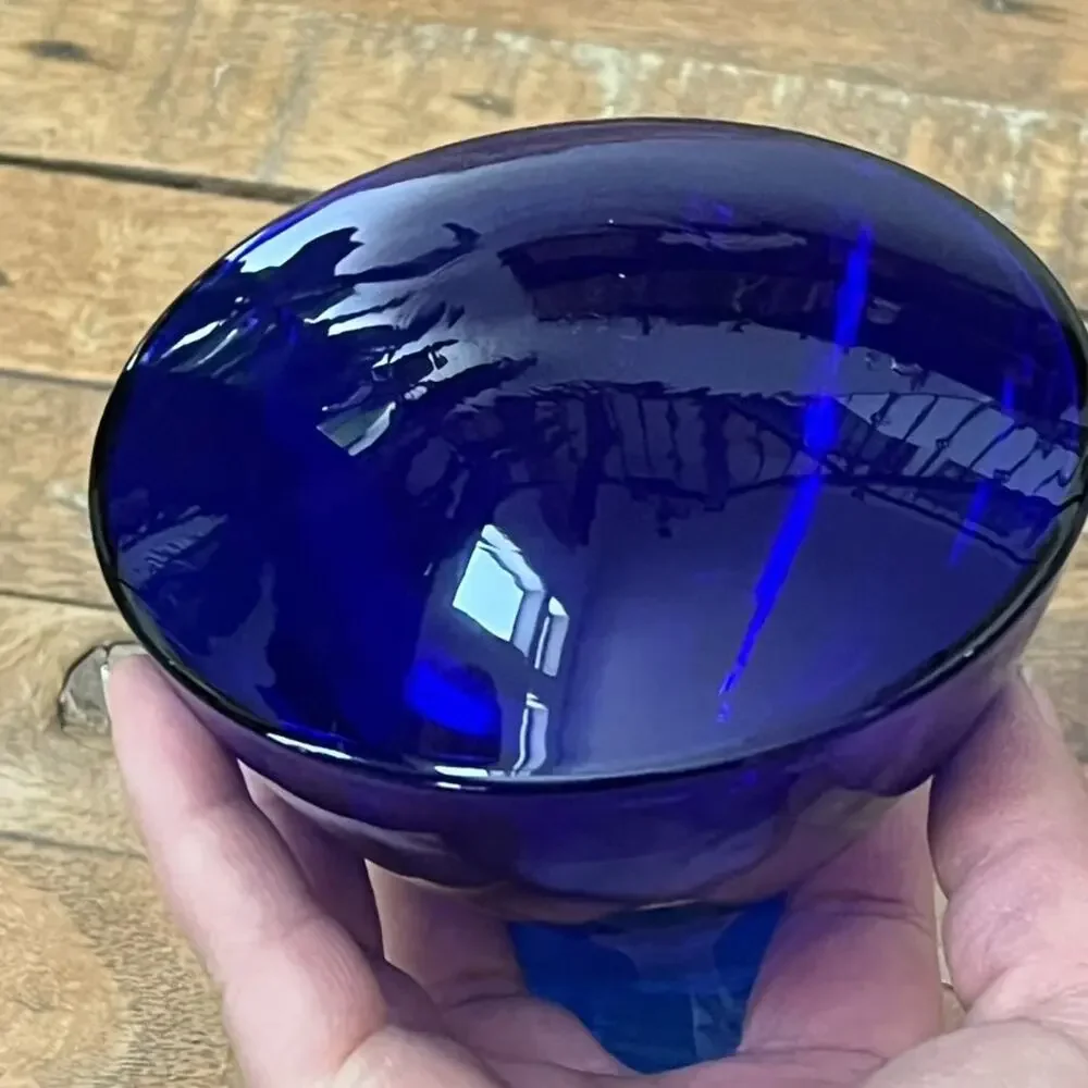 Vintage Cobalt Blue Hand Blown Glass Vase Flared Neck 5.5”